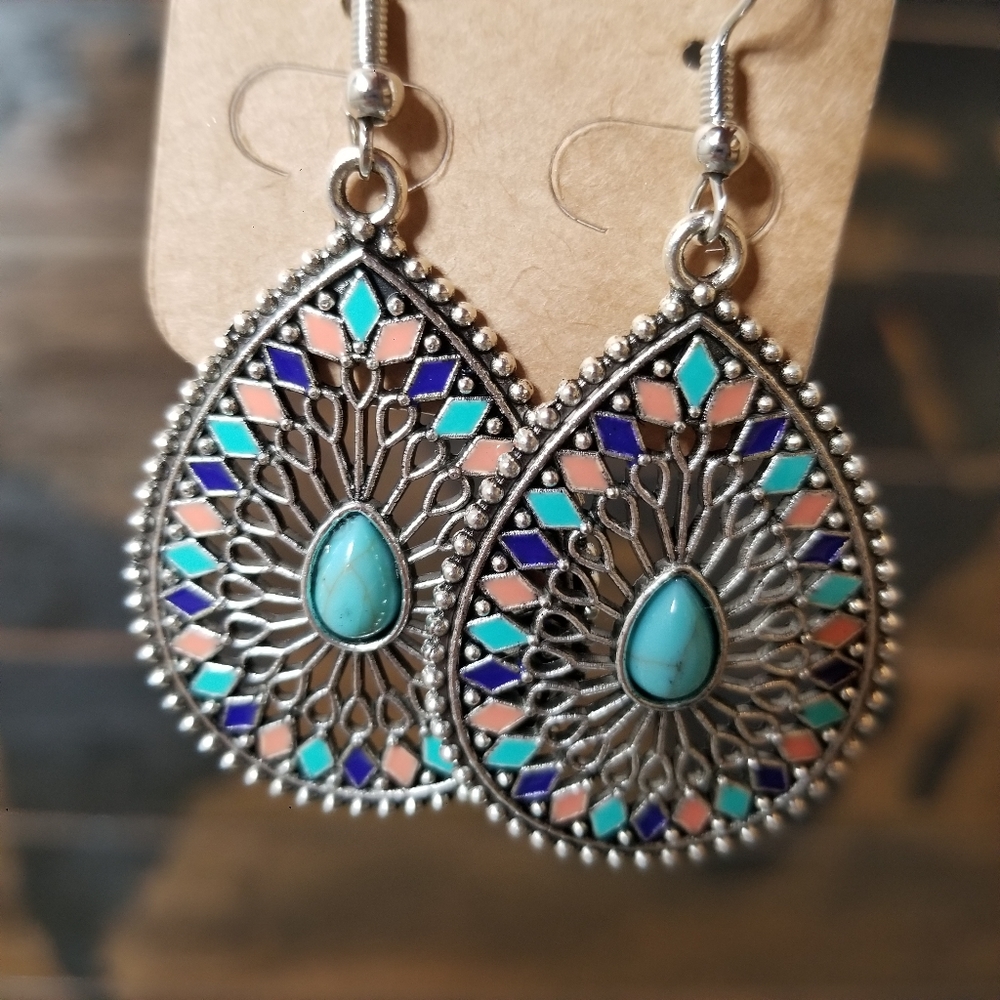 BE | Trendy Boho Aztec Indian Dangle Stone Earring